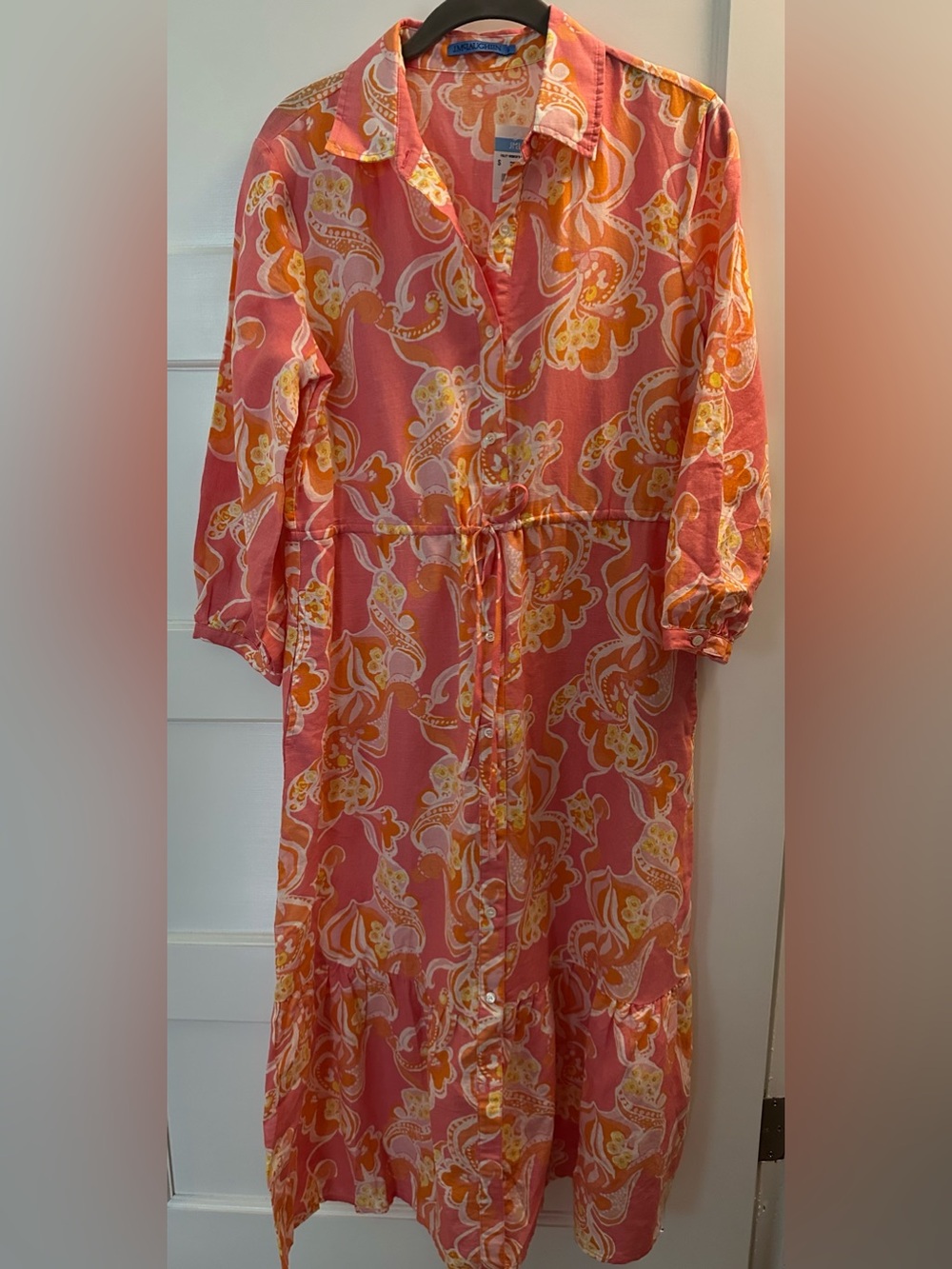 J. McLaughlin Coral and Orange Floral Maxi Dress